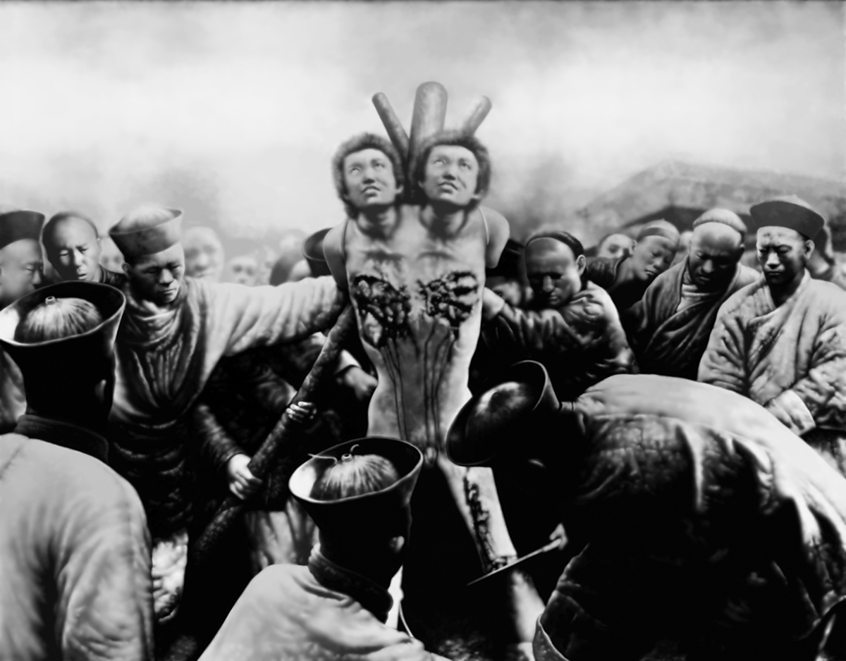 陳界仁，《魂魄暴亂 1900-1999 : 本生圖》，1996年，黑白數位影像